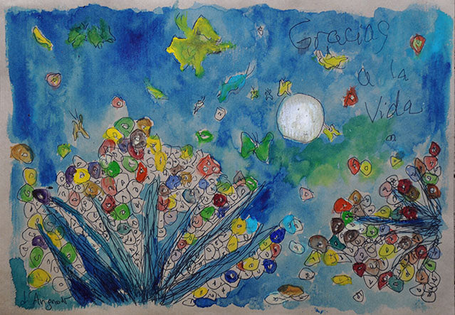 Gracias a la Vida drawing inspired by the song and Amazonia experiences by Florence Liger d’Avignon.