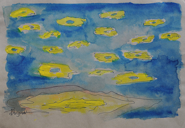 Rising Spirits drawing showing ascending luminous forms from the Amazonia sketchbook by Florence Liger d’Avignon.