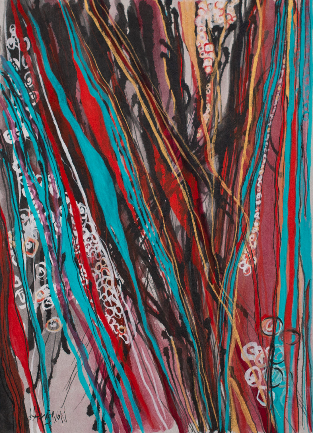 Mystic Lianas Blue abstract painting from the Amazonia series by Florence Liger d’Avignon